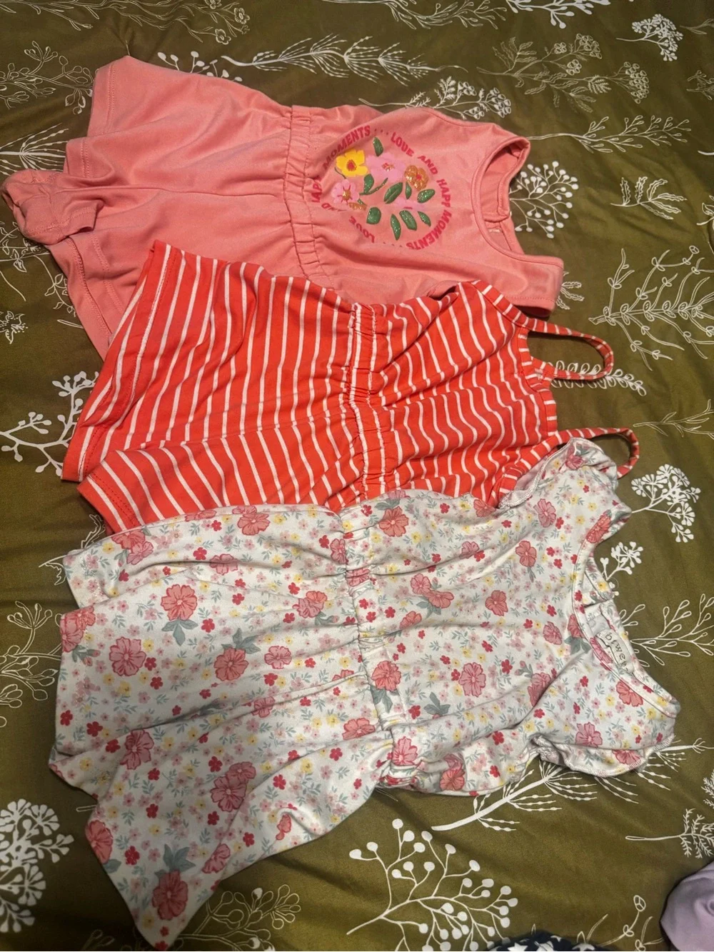 Kids Pink Floral & Stripe Pajama Set - 3-Piece Sleeveless Sleepwear TAKE ALL